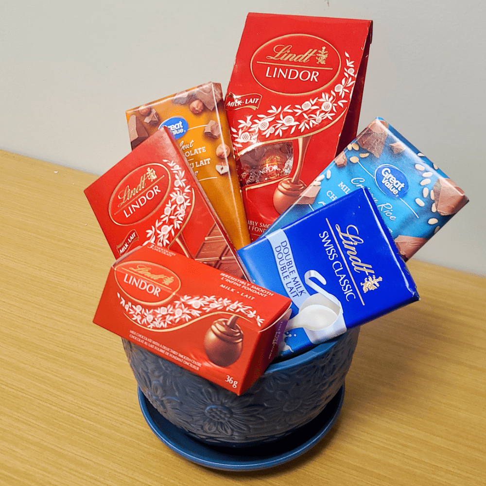 Chocolate Bouquet Basket in Ceramic Planter - The Gift That Keeps Giving