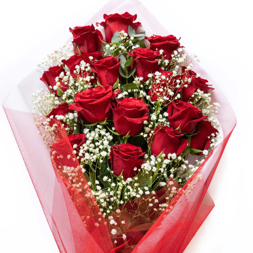 Elegant Red Roses Luxury Gift Set - Flowers, Chocolate box