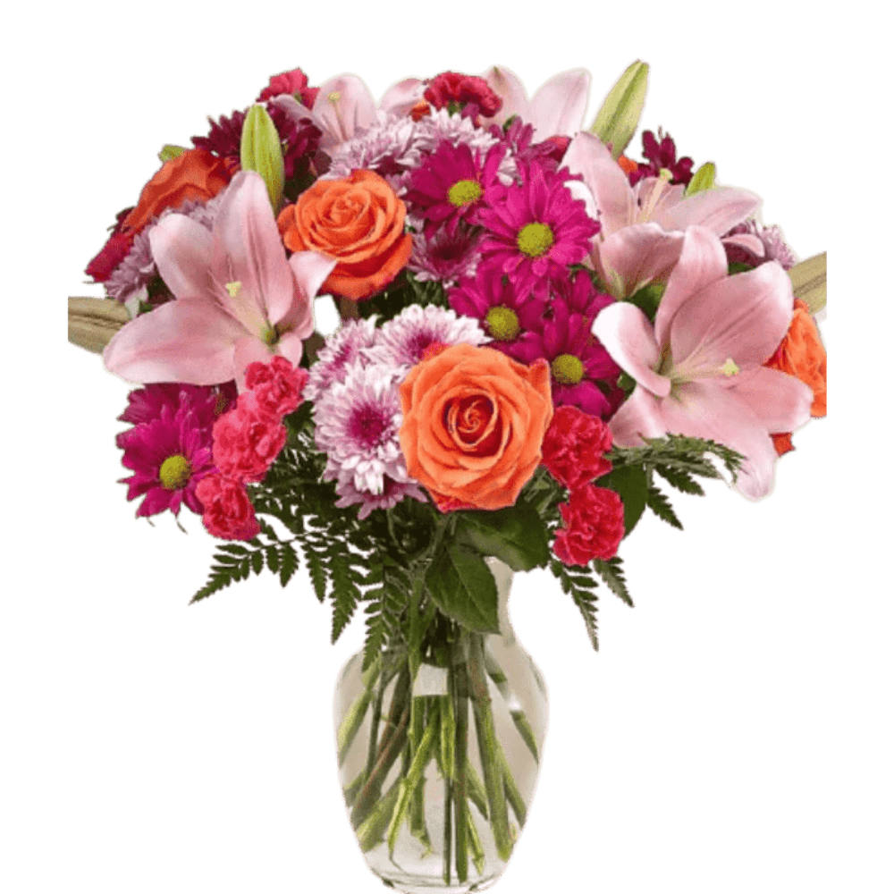 Premium Mixed Flowers Luxury Gift Set - Roses, Lilies, Carnations with Chocolate Box